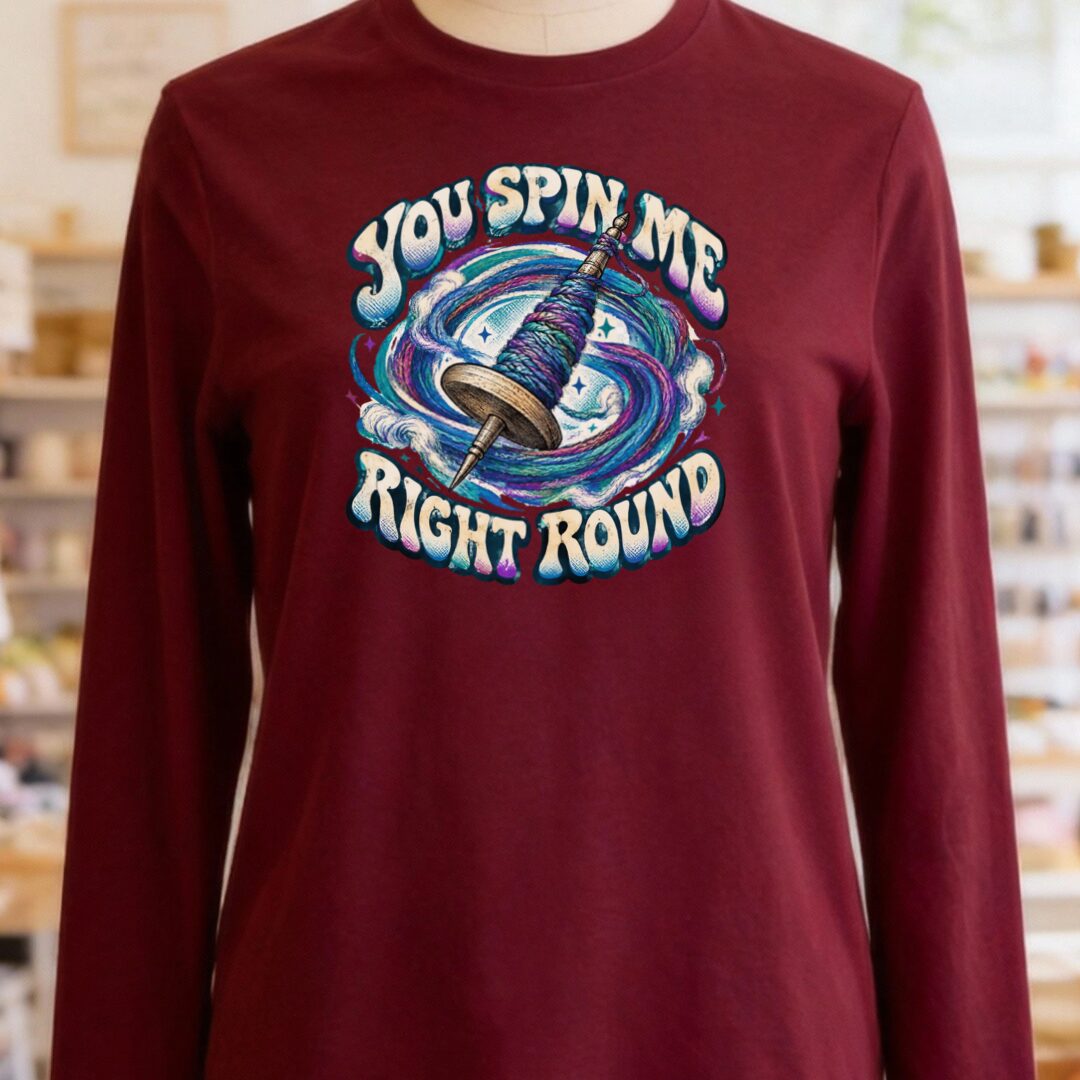 You Spin Me Long Sleeve Tee Maroon t-shirt