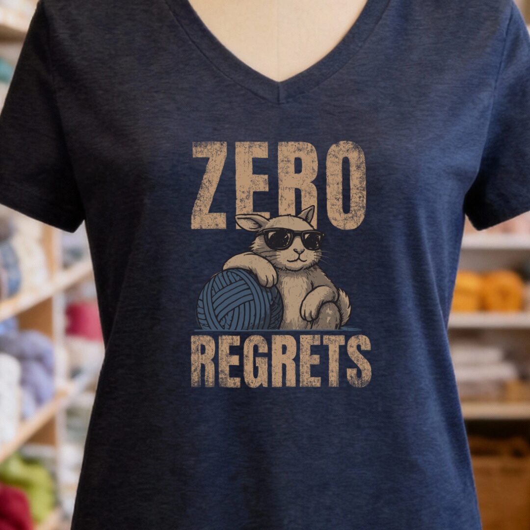 Zero Regrets V-Neck T-Shirt Navy t-shirt