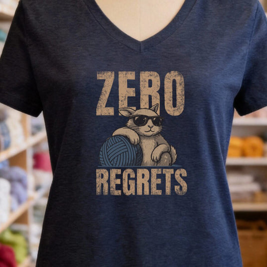 Zero Regrets V-Neck T-Shirt Navy t-shirt