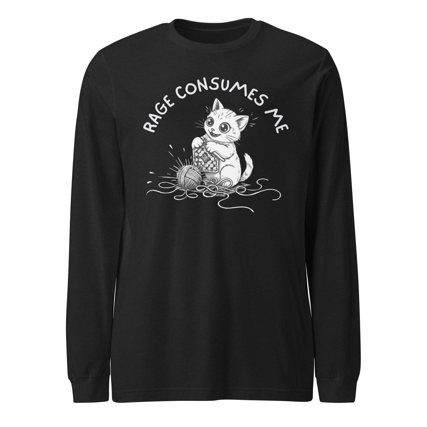 Crochet Rage Consumes Me Long Sleeve Tee Black Heather / S