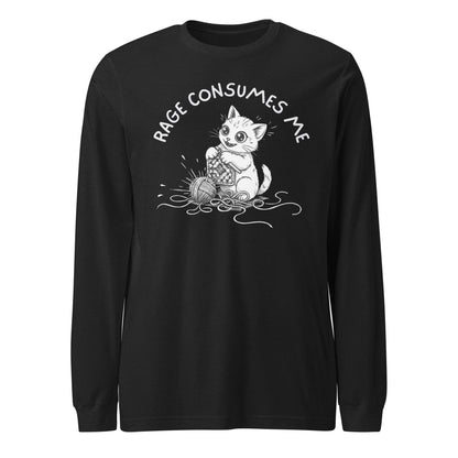 Crochet Rage Consumes Me Long Sleeve Tee Black Heather / S