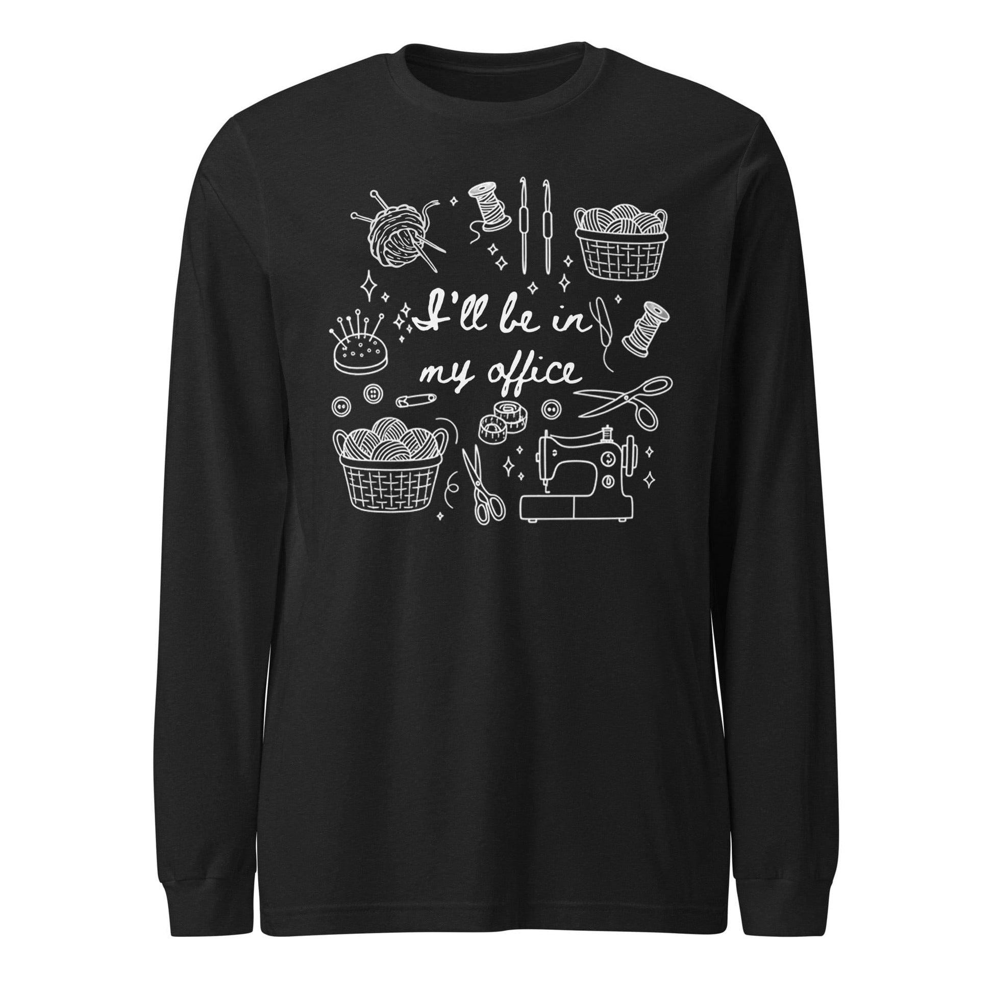 I'll Be In My Office Long Sleeve Tee Black Heather / S