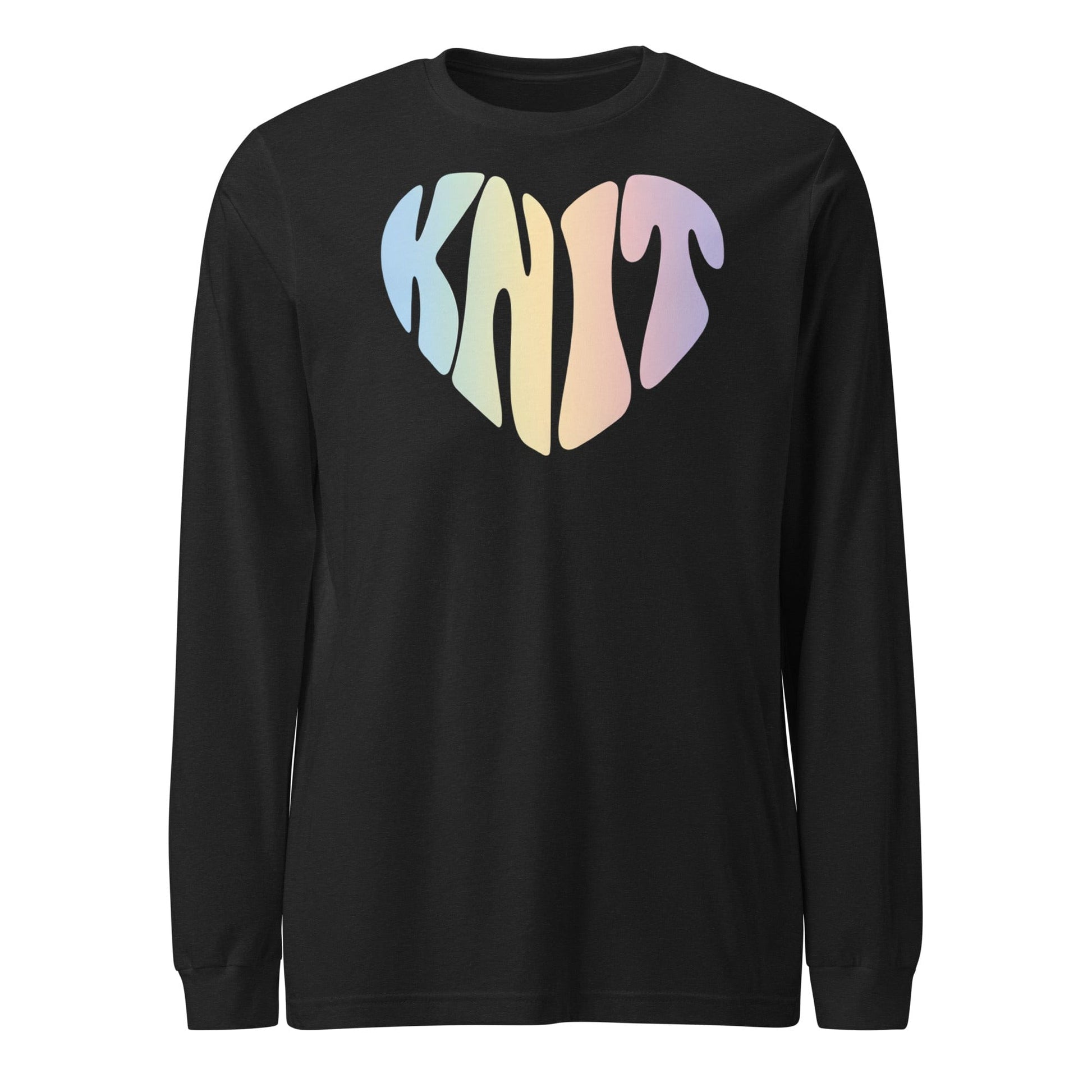 Knit Heart Pastel Long Sleeve Tee Black Heather / S