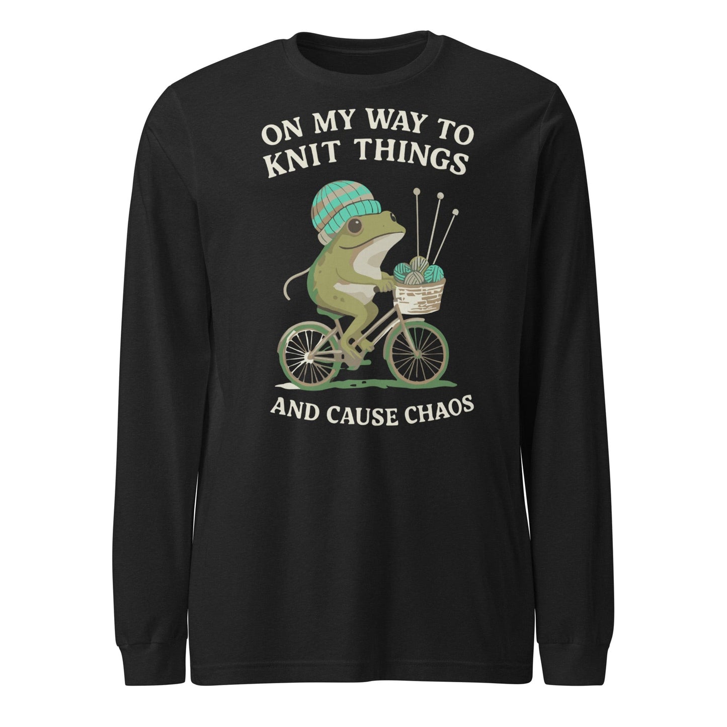 Knitting & Chaos Long Sleeve Tee Black Heather / S