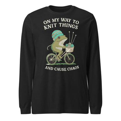 Knitting & Chaos Long Sleeve Tee Black Heather / S