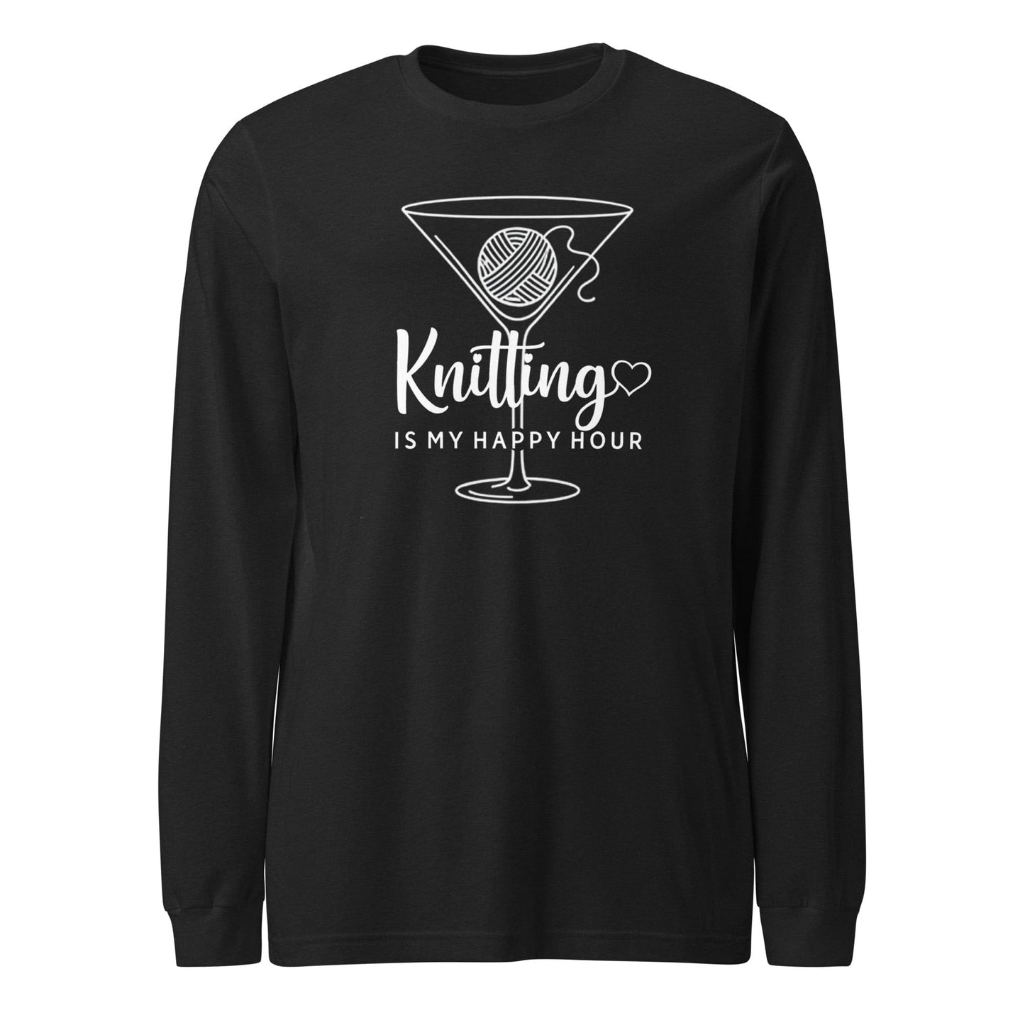 Knitting Happy Hour Long Sleeve Tee Black Heather / S