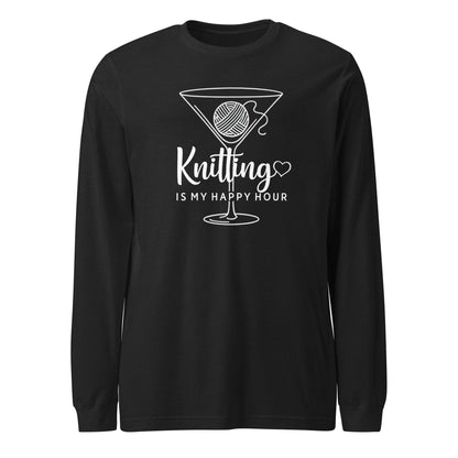 Knitting Happy Hour Long Sleeve Tee Black Heather / S