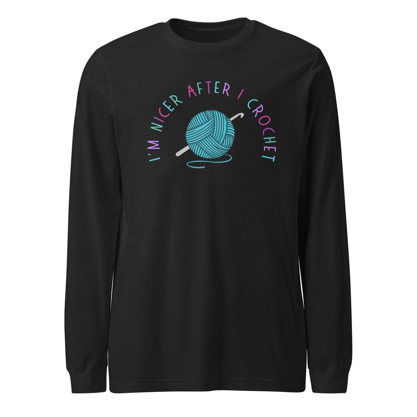 Nicer After Crochet Long Sleeve Tee Black Heather / S