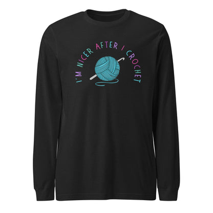 Nicer After Crochet Long Sleeve Tee Black Heather / S