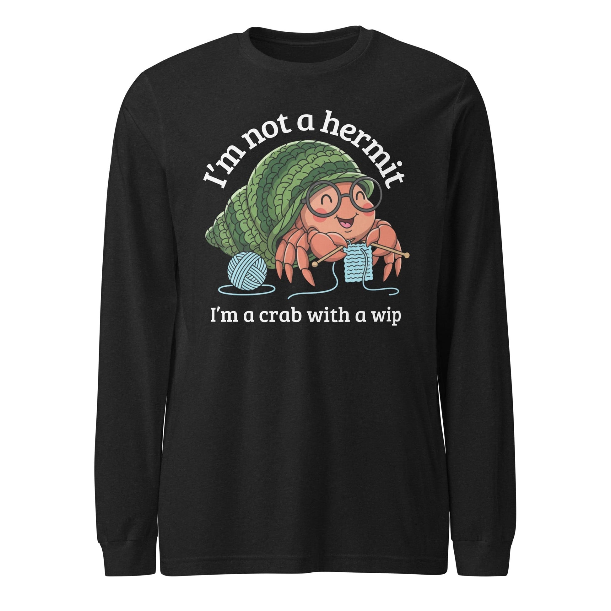 Not A Hermit Long Sleeve Tee Black Heather / S