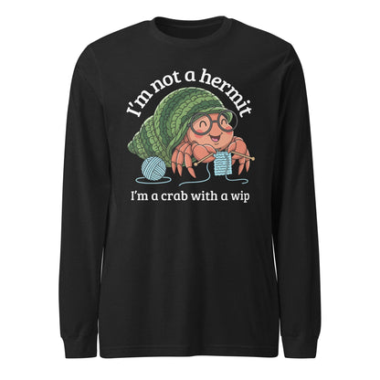 Not A Hermit Long Sleeve Tee Black Heather / S