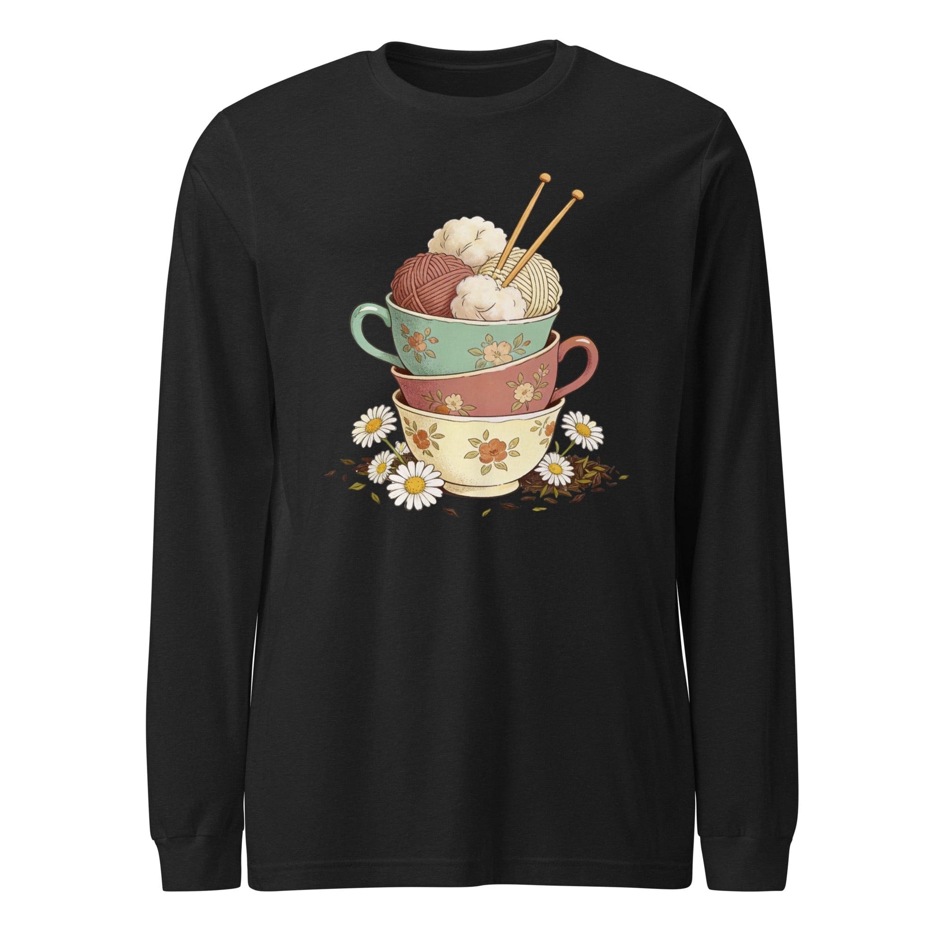 Sip 'n' Stitch Long Sleeve Tee Black Heather / S