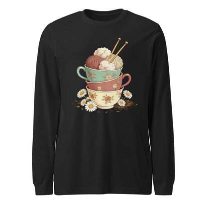 Sip 'n' Stitch Long Sleeve Tee Black Heather / S