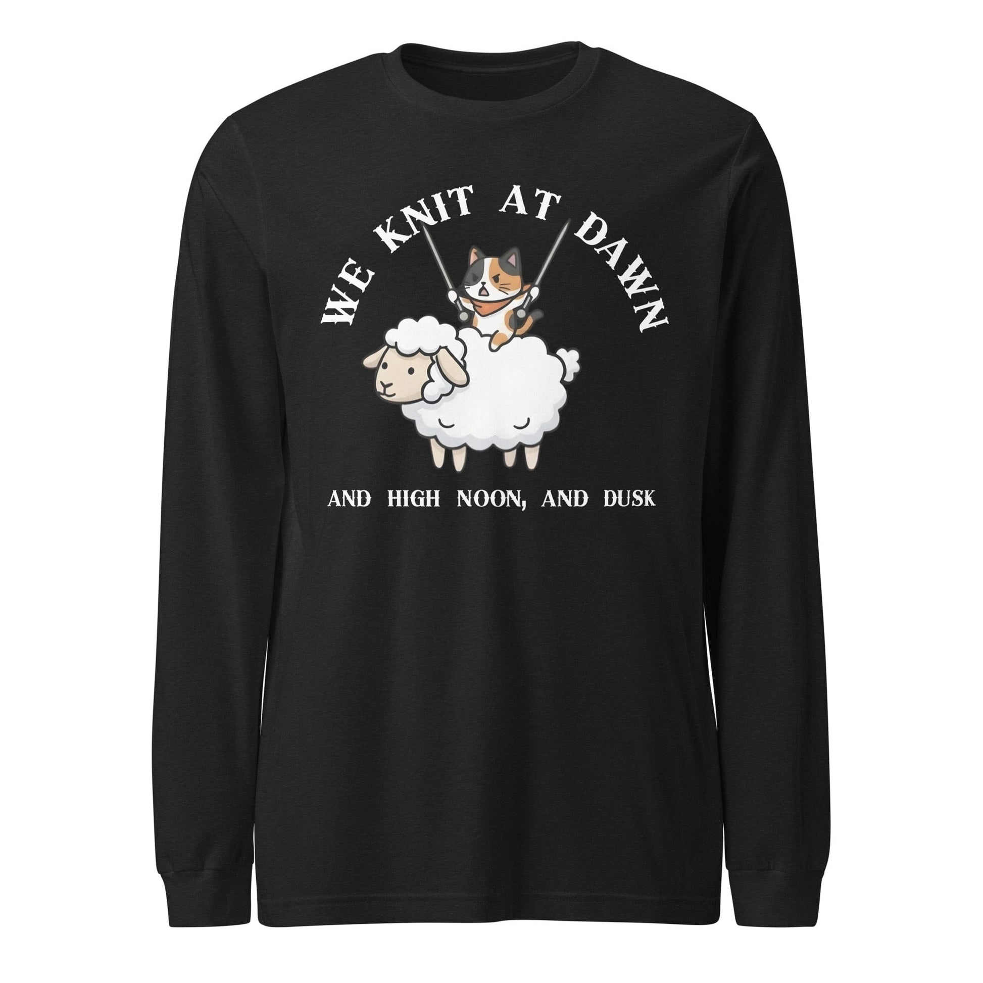 We Knit At Dawn Long Sleeve Tee Black Heather / S