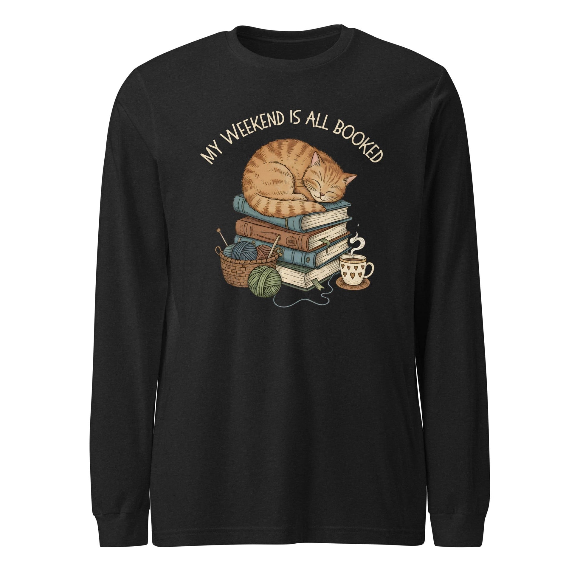Weekend Is Booked Long Sleeve Tee Black Heather / S