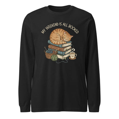 Weekend Is Booked Long Sleeve Tee Black Heather / S