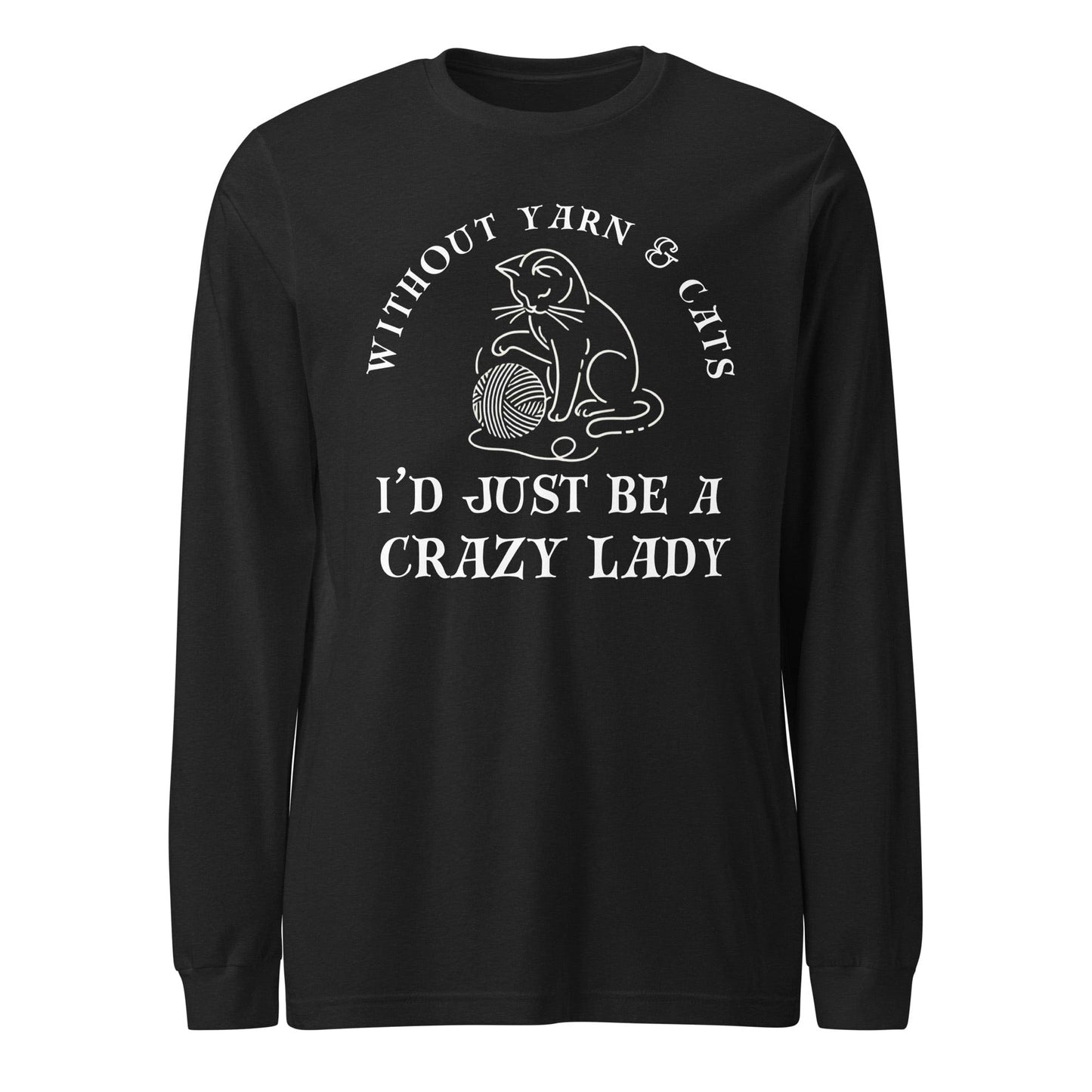 Cats & Yarn Long Sleeve Tee Black Heather / XS