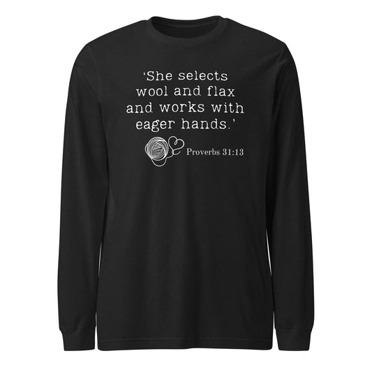 Christian Proverb Long Sleeve Tee Black Heather / XS