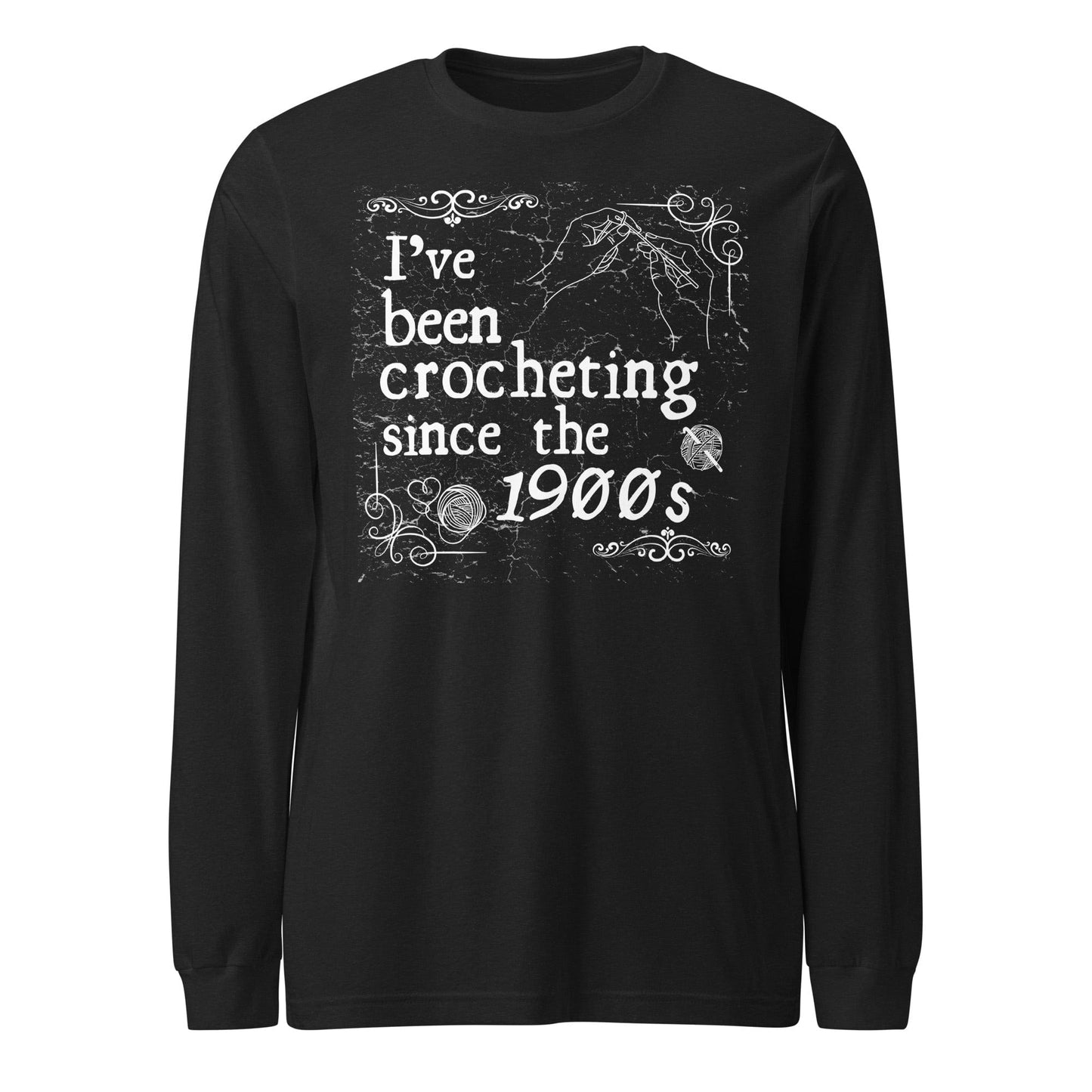 Crocheting Since the 1900s Long Sleeve Tee Black Heather / XS