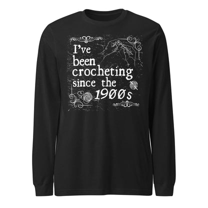 Crocheting Since the 1900s Long Sleeve Tee Black Heather / XS