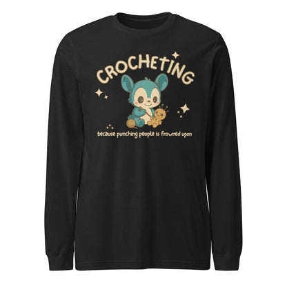 Punching People Is Frowned Upon Long Sleeve Tee Black Heather / XS