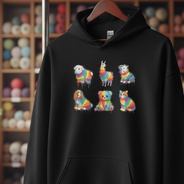 Animal Dye Splash Square Hoodie Black / S