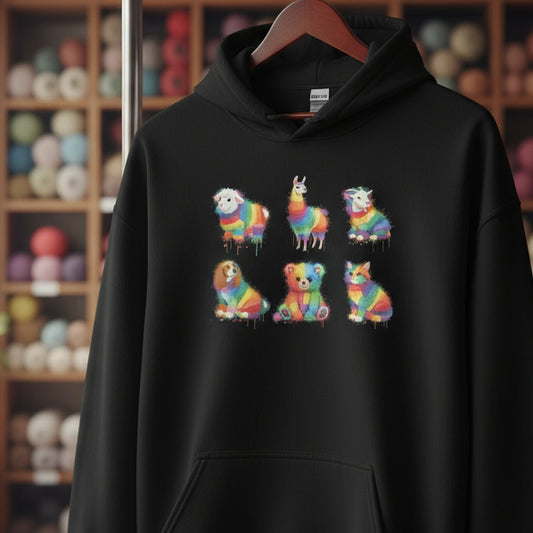 Animal Dye Splash Square Hoodie Black / S