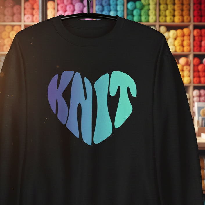 Blue Knit Heart Sweatshirt Black / S