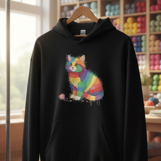 Cat Dye Splash Hoodie Black / S