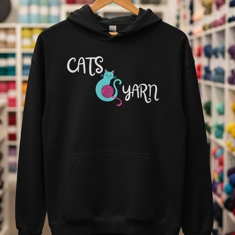 Cats & Yarn Hoodie Black / S