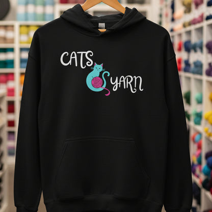 Cats & Yarn Hoodie Black / S