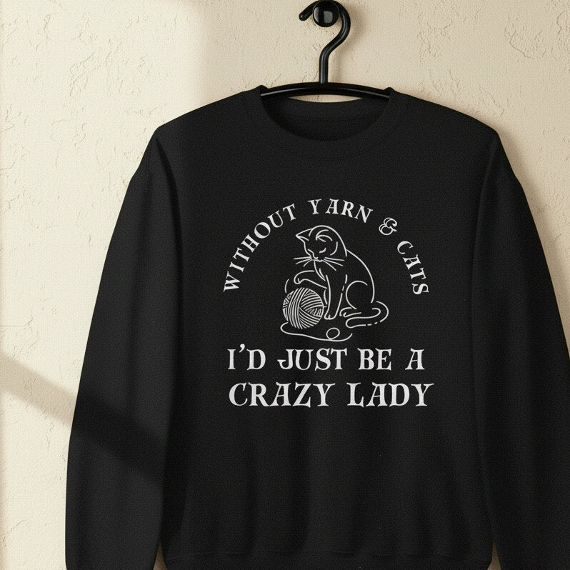Cats & Yarn Sweatshirt Black / S