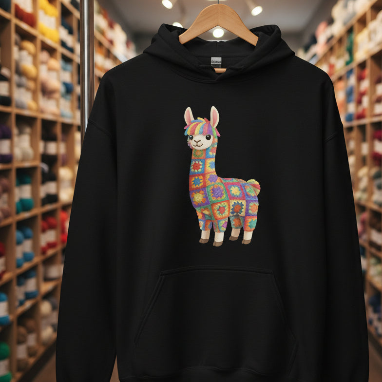 Crochet Alpaca Hoodie Black / S