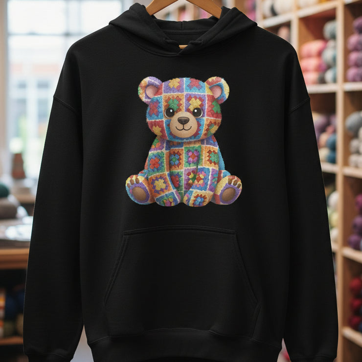 Crochet Bear Hoodie Black / S