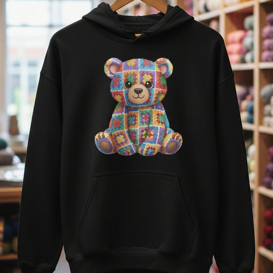 Crochet Bear Hoodie Black / S