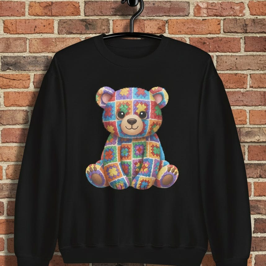 Crochet Bear Sweatshirt Black / S