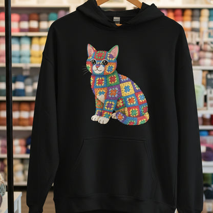 Crochet Cat Hoodie Black / S