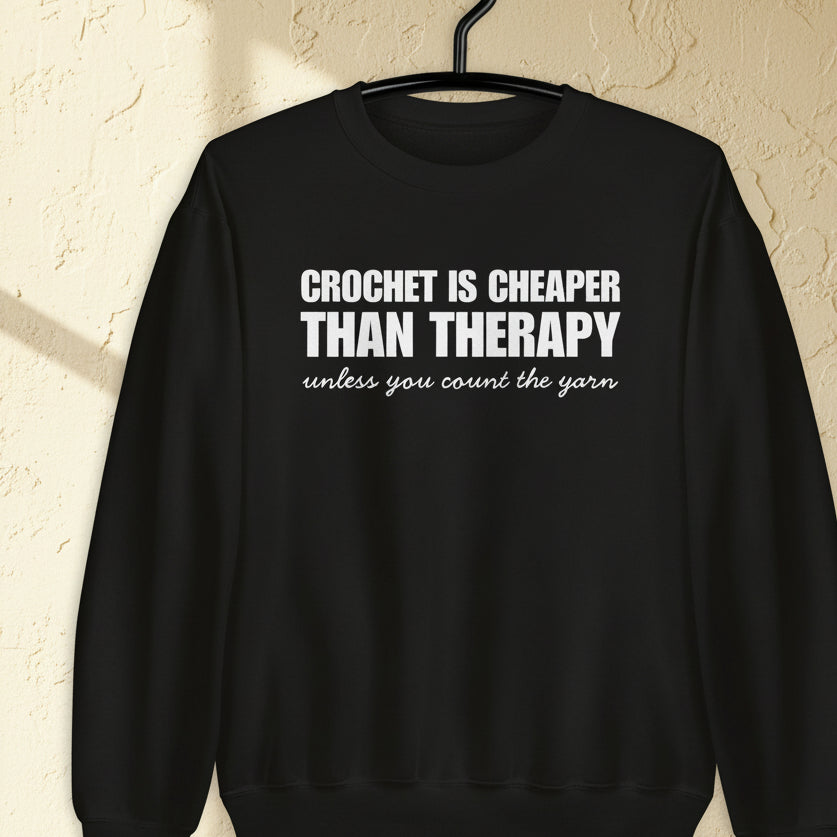 Crochet is Cheaper Sweatshirt Black / S