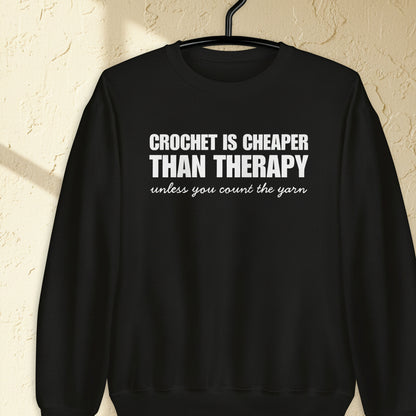 Crochet is Cheaper Sweatshirt Black / S