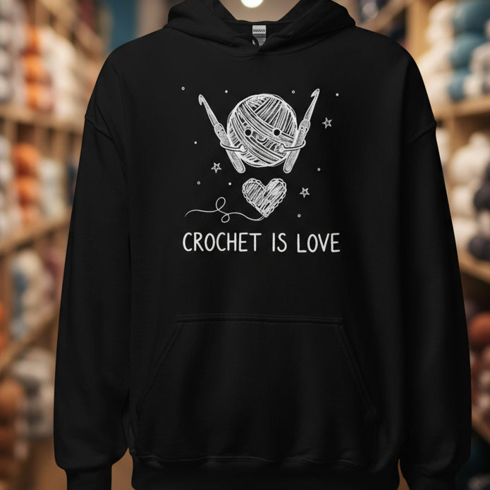 Crochet Is Love Hoodie Black / S