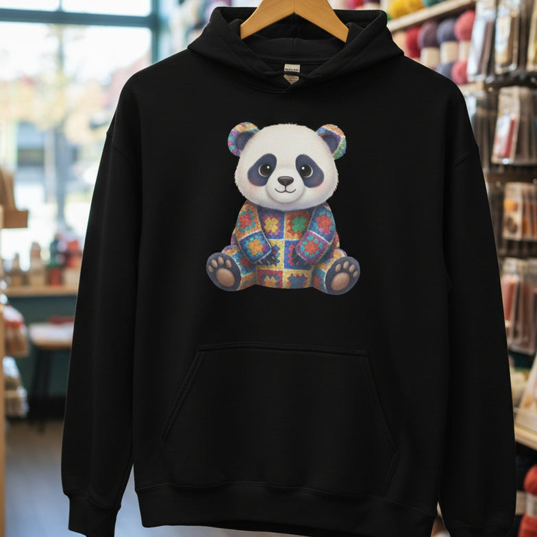 Crochet Panda Hoodie Black / S
