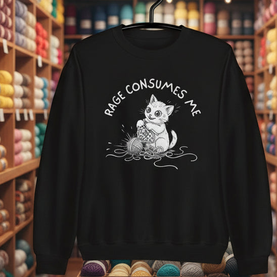 Crochet Rage Consumes Me Sweatshirt Black / S