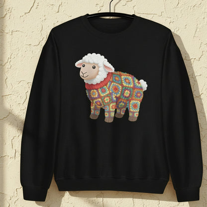 Crochet Sheep Sweatshirt Black / S