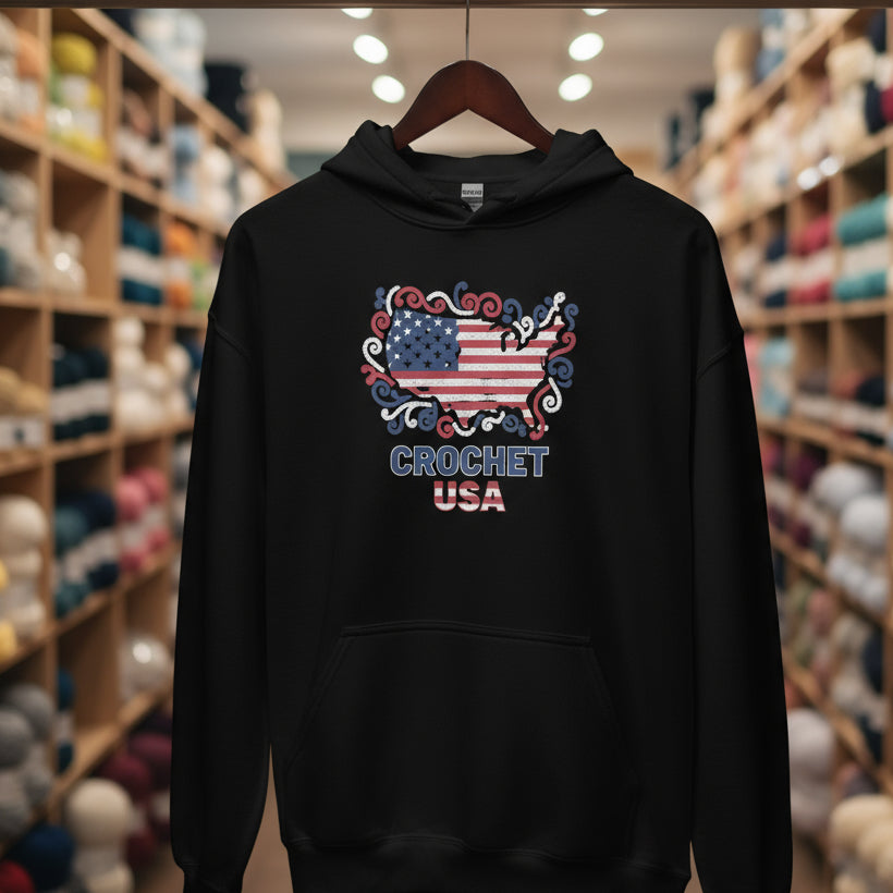 Crochet USA Hoodie Black / S