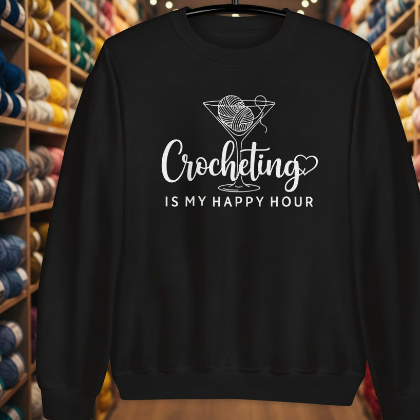 Crocheting Happy Hour Sweatshirt Black / S