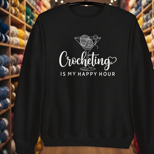 Crocheting Happy Hour Sweatshirt Black / S