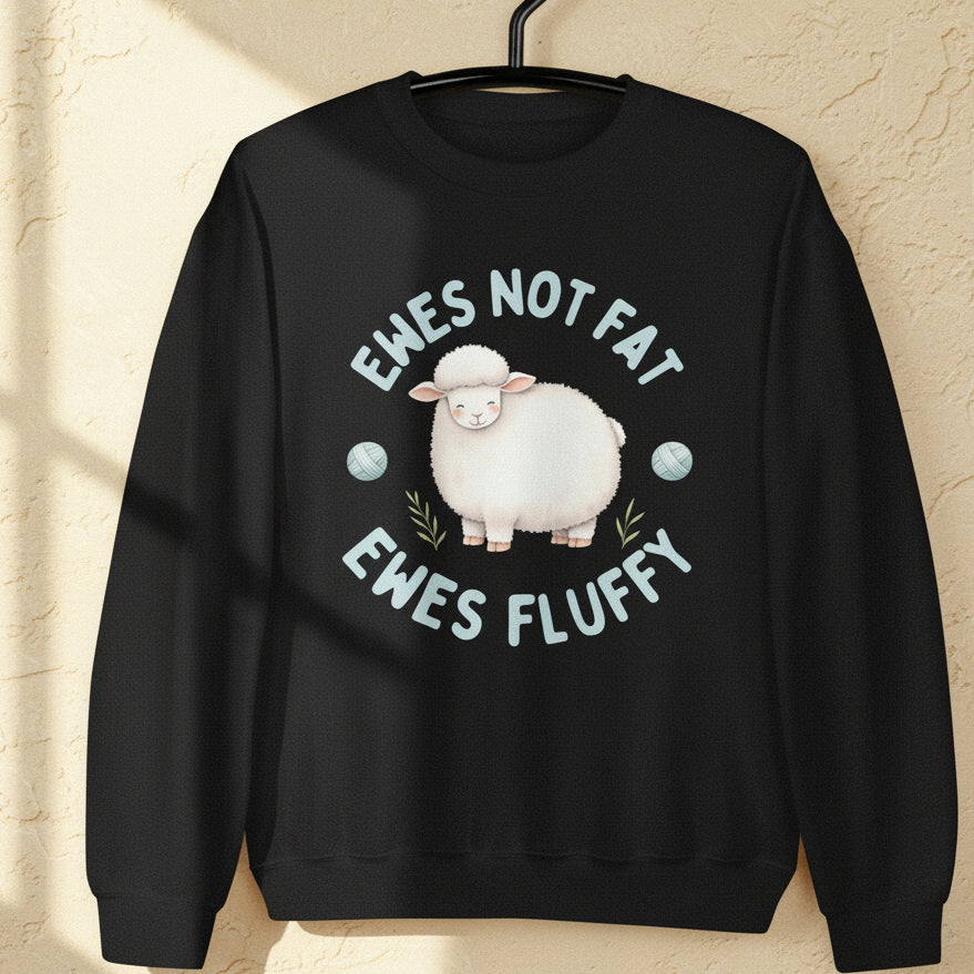 Ewes Not Fat, Ewes Fluffy Sweatshirt Black / S