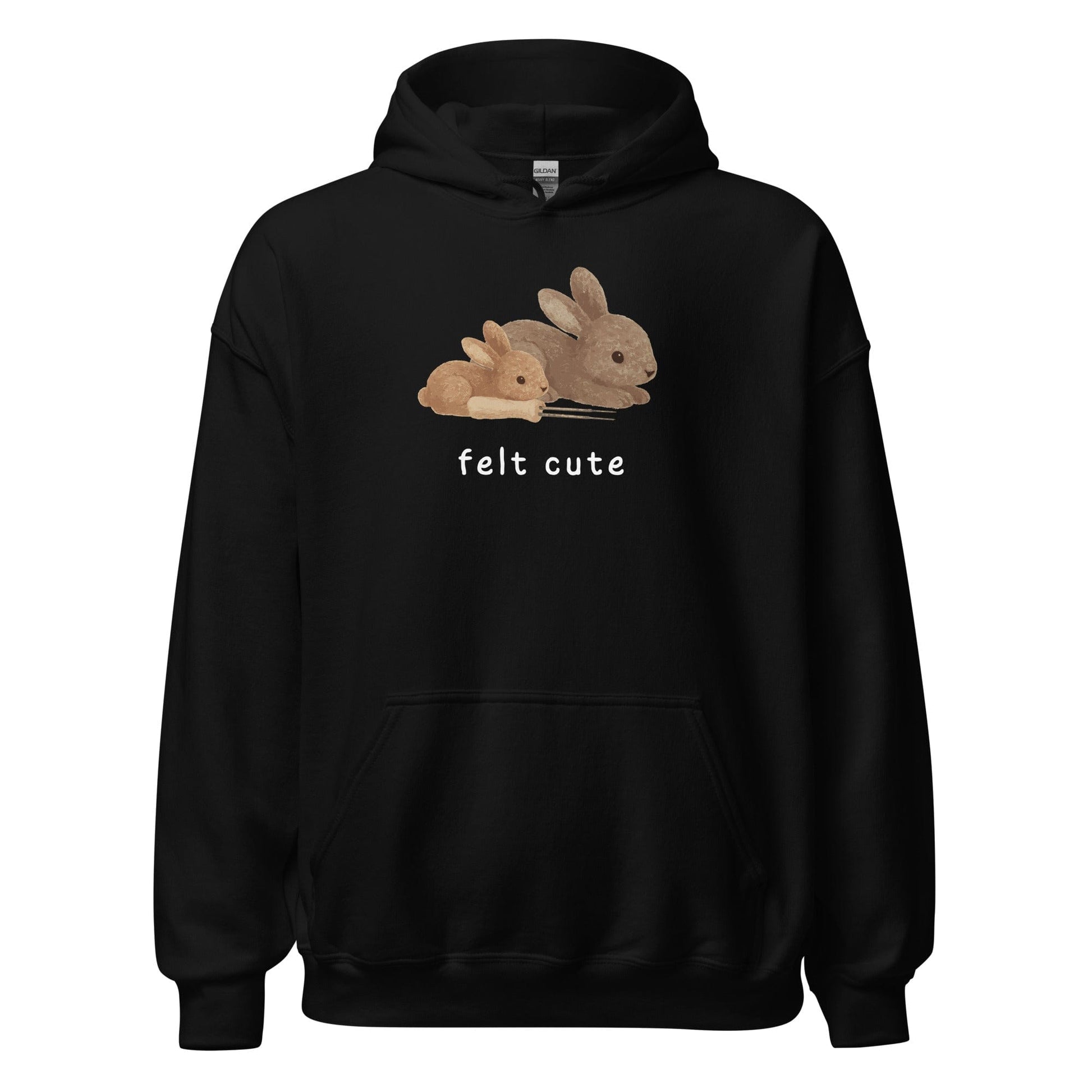 Felt Cute Hoodie Black / S