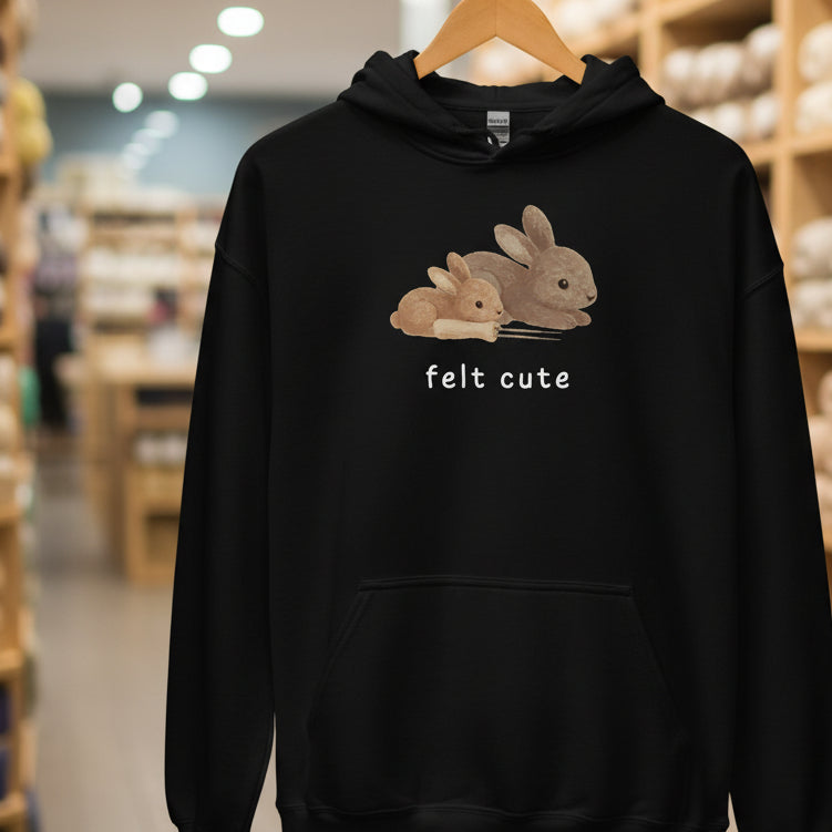 Felt Cute Hoodie Black / S
