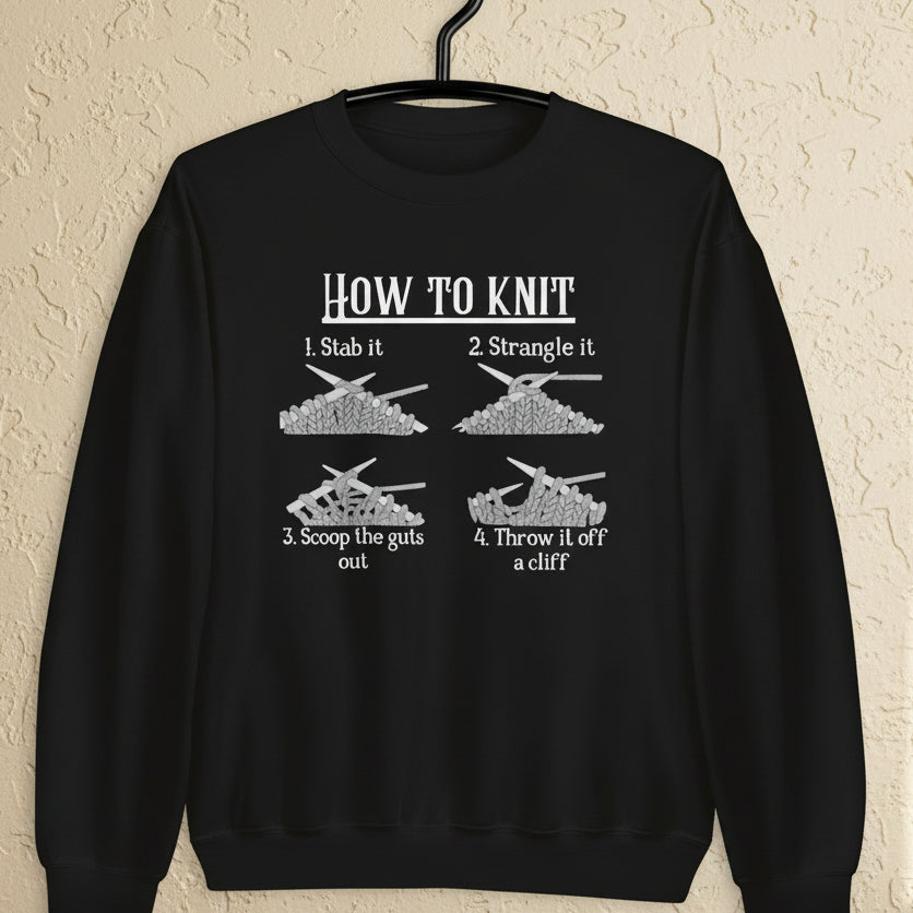 Funny How to Knit Sweatshirt Black / S